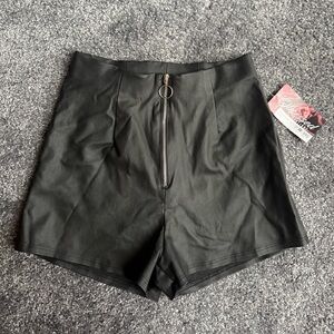Black pleather shorts